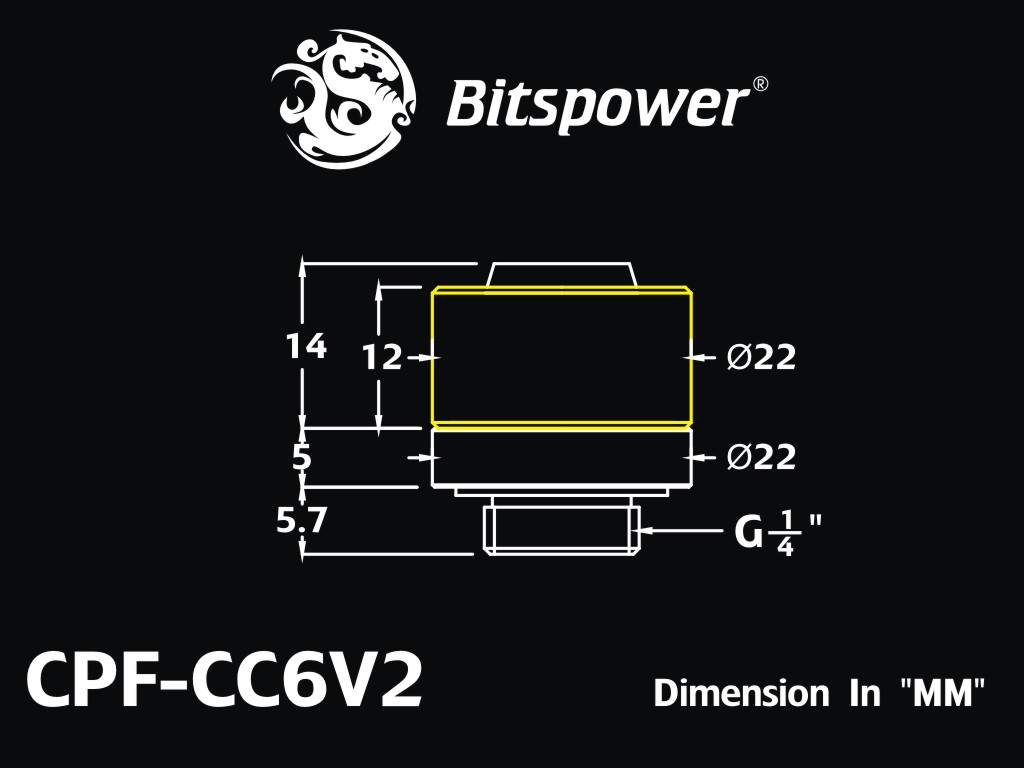 G1/4" Black Sparkle Compression Fitting CC6 V2 For ID 7/16" OD 5/8" Tube