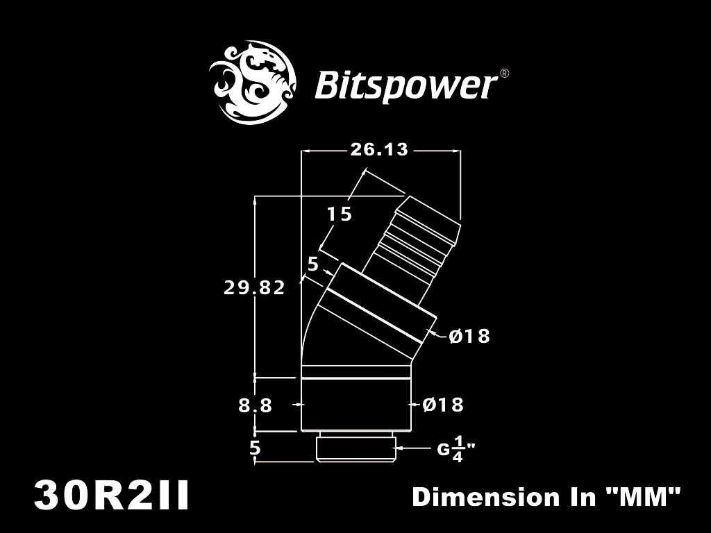 G1/4" Carbon Black Dual Rotary 30-Degree 3/8" Fitting (30X1)