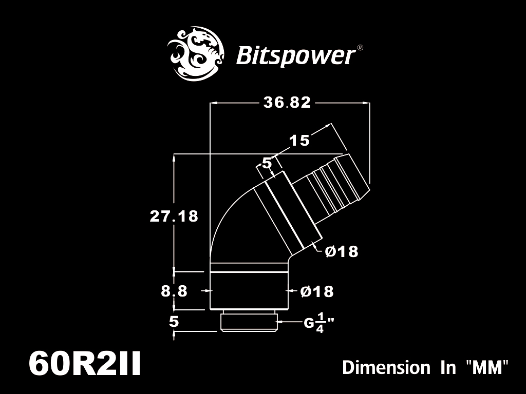 G1/4" Carbon Black Dual Rotary 60-Degree 3/8" Fitting (60X1)