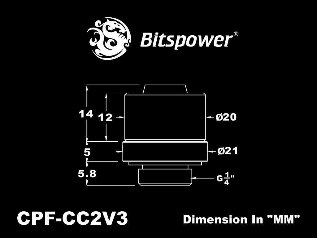 G1/4" Carbon Black Compression Fitting CC2 V3 For ID 3/8" OD 1/2" Tube