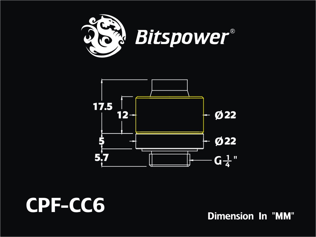 G1/4" Carbon Black Compression Fitting CC6 V3 For ID 7/16" OD 5/8" Tube
