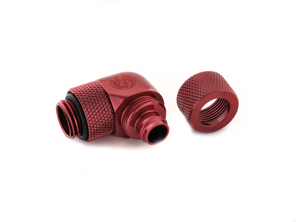 G1/4" Deep Blood Red Compression Rotary Angle Fitting For ID 8MM OD 10MM Tube
