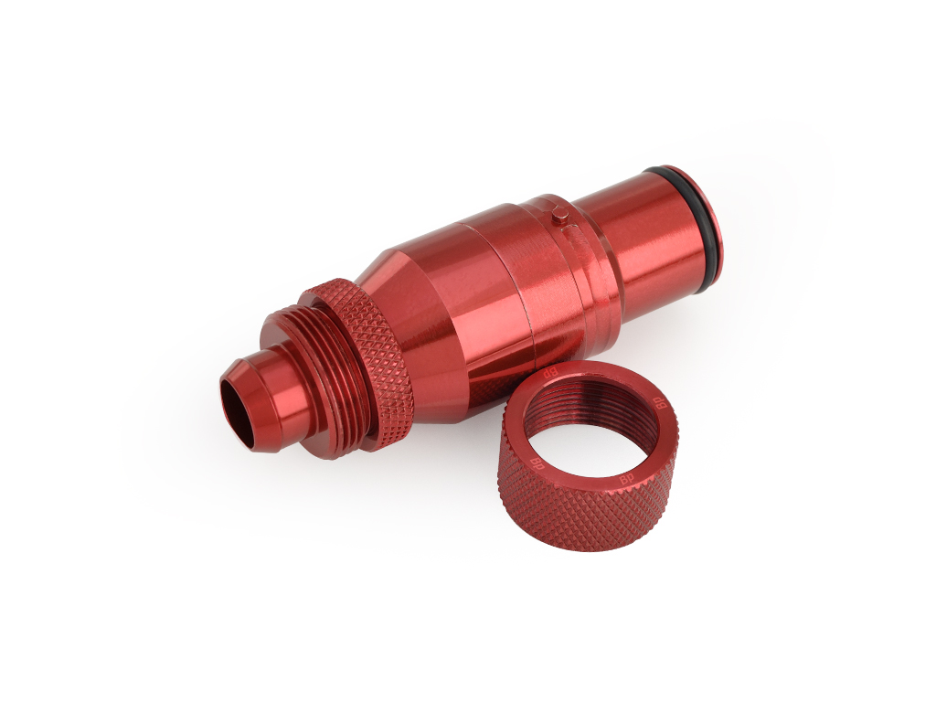 Bitspower Deep Blood Red Quick-Disconnected Male With Rotary Compression Fitting CC3 For ID 3/8