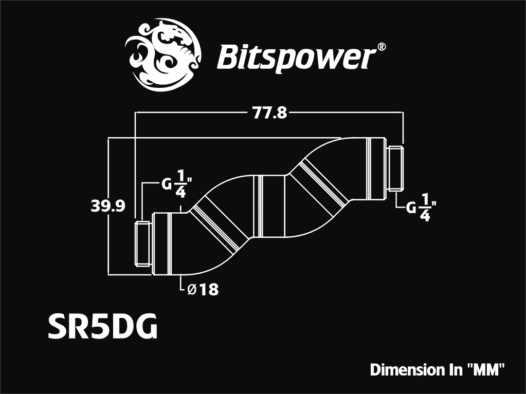 Bitspower Deep Blood Red Five Rotary Snake-Style Dual G1/4