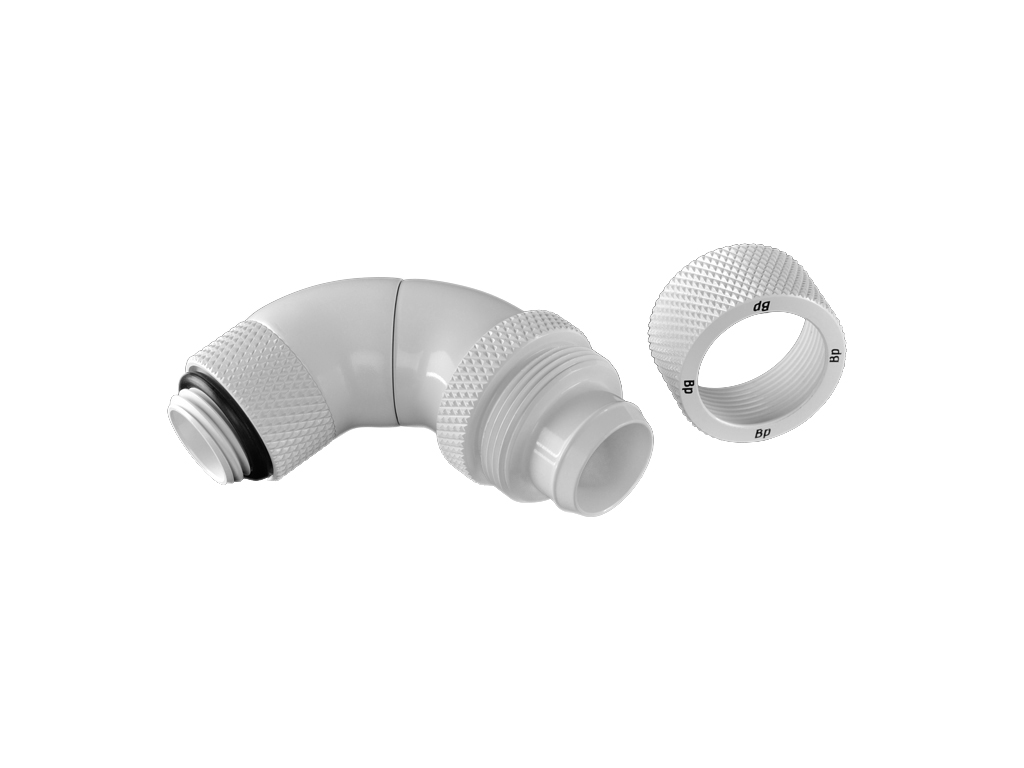 G1/4" Deluxe White Triple Rotary 90-Degree Compression Fitting CC4 V2 For ID 1/2" OD 5/8" Tube