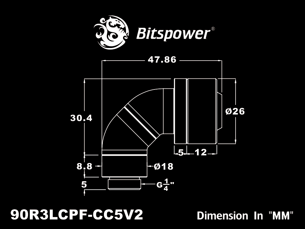 G1/4" Matt Black Triple Rotary 90-Degree Compression Fitting CC5 V2 For ID 1/2" OD 3/4" Tube