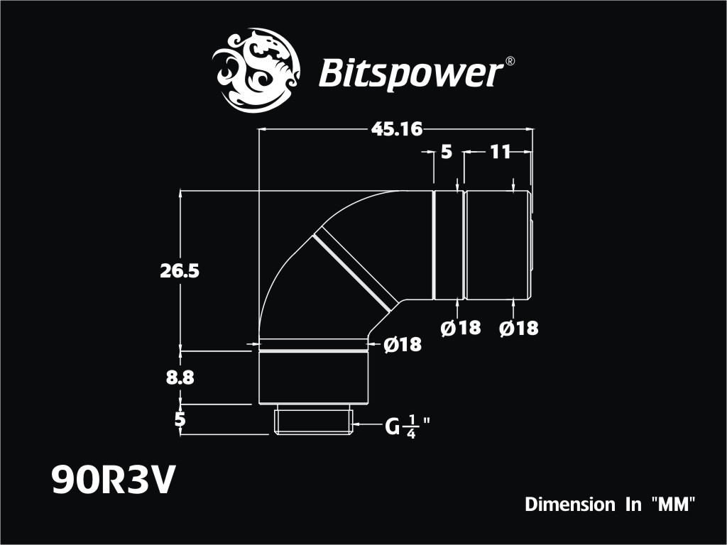 G1/4" Matt Black Triple Rotary 90-Degree Compression Fitting For ID 8MM OD 11MM Tube