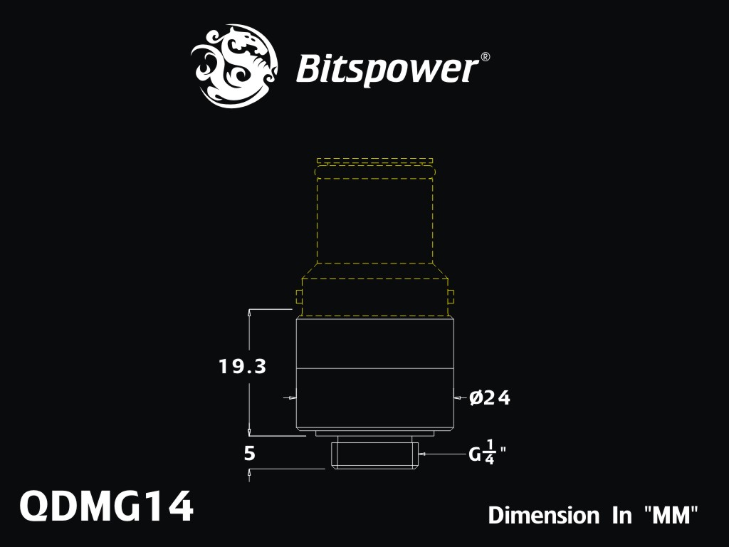 Bitspower Matt Black Quick-Disconnected Male With G1/4"