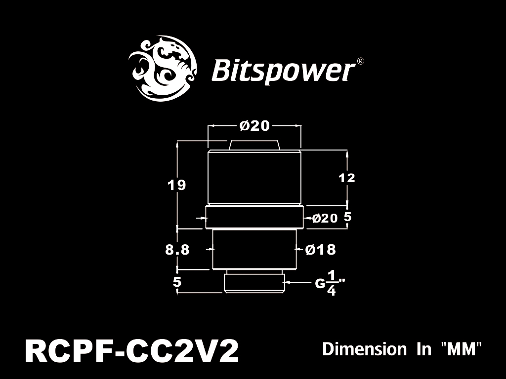 G1/4" Matt Black Rotary Compression Fitting CC2 V2 For ID 3/8" OD 1/2" Tube