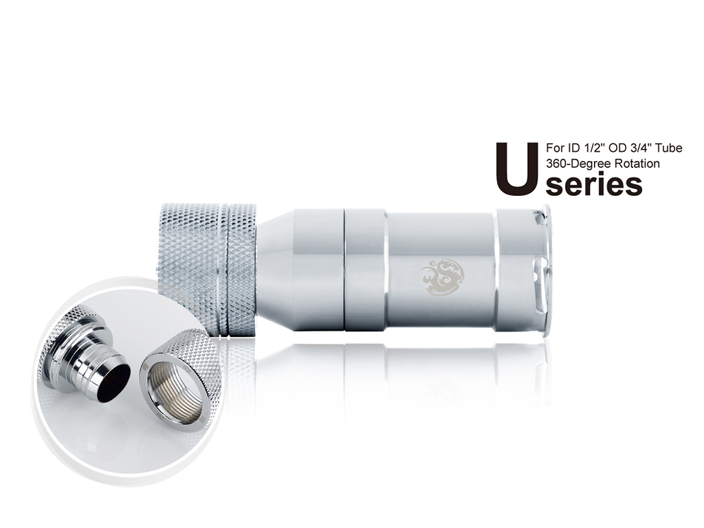 Bitspower Silver Shining Quick-Disconnected Female With Rotary Compression Fitting CC5 Ultimate For ID 1/2