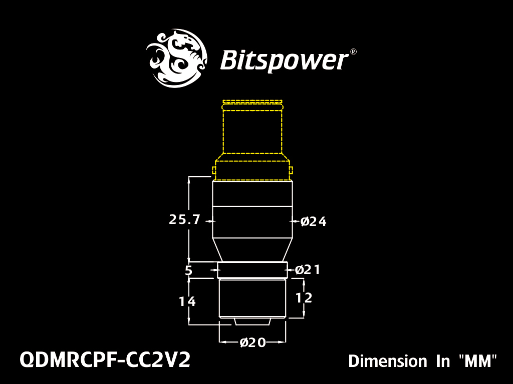 Bitspower Silver Shining Quick-Disconnected Male With Rotary Compression Fitting CC2 For ID 3/8