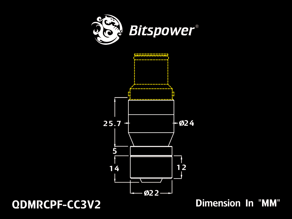 Bitspower Silver Shining Quick-Disconnected Male With Rotary Compression Fitting CC3 For ID 3/8