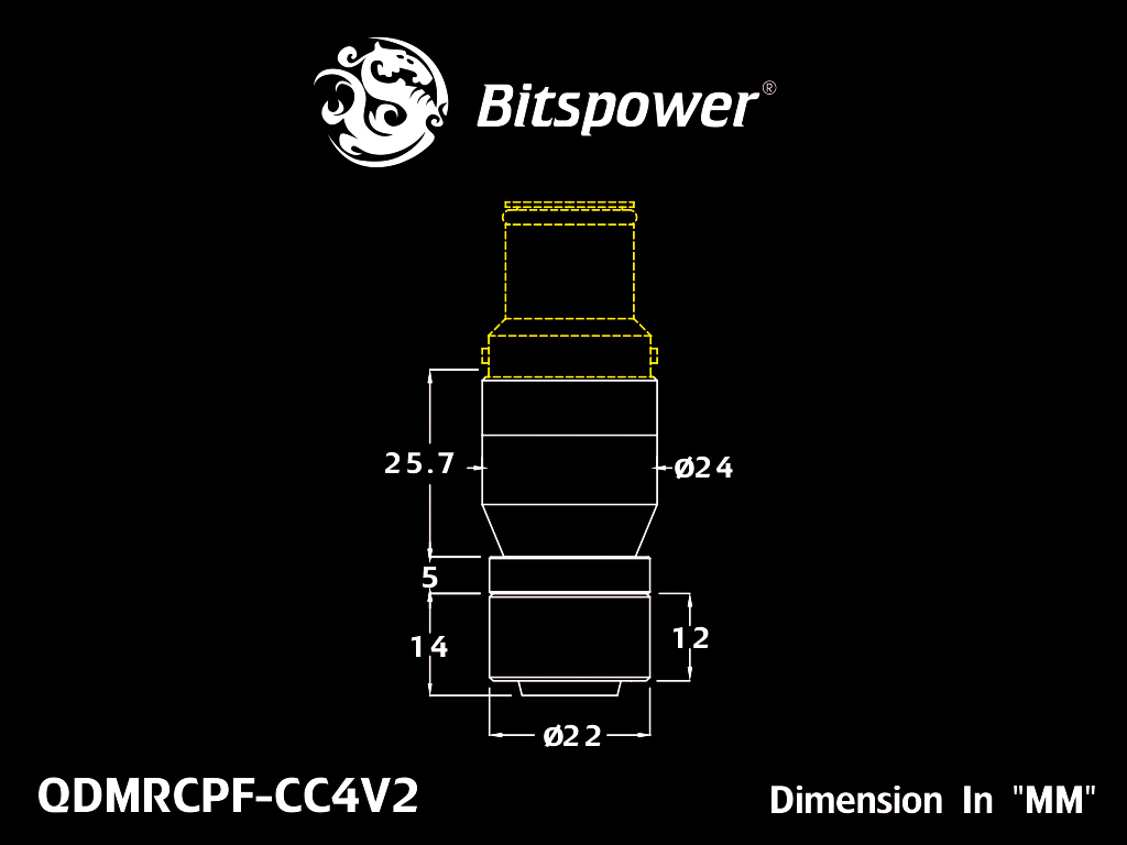 Bitspower Silver Shining Quick-Disconnected Male With Rotary Compression Fitting CC4 For ID 1/2