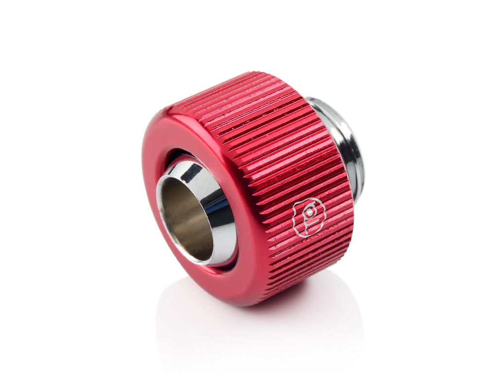 Bitspower G1/4" Compression Fitting For Soft Tubing - ID 3/8" OD 1/2" (Red) (2 PCS )