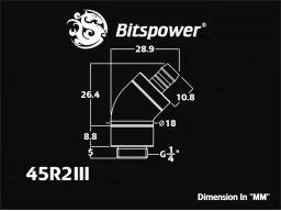 G1/4" Silver Shining Dual Rotary 45-Degree 1/4" Fitting