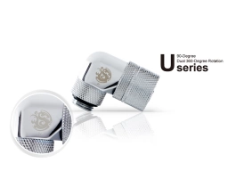 Bitspower G1/4" Silver Shining Dual Rotary Angle Compression Fitting CC3 Ultimate For ID 3/8" OD 5/8" Tube