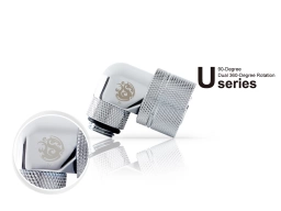 Bitspower G1/4" Silver Shining Dual Rotary Angle Compression Fitting CC5 Ultimate For ID 1/2" OD 3/4" Tube