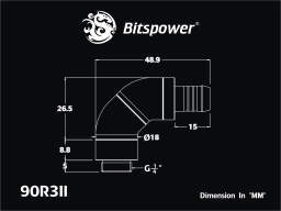 G1/4" Silver Shining Triple Rotary 90-Degree 3/8" Fitting