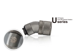 Bitspower G1/4" Black Sparkle Dual Rotary 30-Degree Compression Fitting CC3 Ultimate For ID 3/8" OD 5/8" Tube