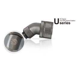 Bitspower G1/4" Black Sparkle Dual Rotary 45-Degree Compression Fitting CC5 Ultimate For ID 1/2" OD 3/4" Tube