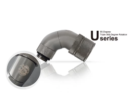 Bitspower G1/4" Black Sparkle Triple Rotary 90-Degree Compression Fitting CC3 Ultimate For ID 3/8" OD5/8" Tube