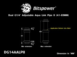 Black Sparkle Dual G1/4" Adjustable Aqua Link Pipe II (41-69MM)
