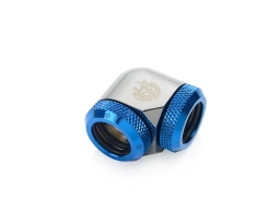 Bitspower Black Sparkle / Royal Blue Enhance 90-Degree Dual Multi-Link Adapter For OD 14MM