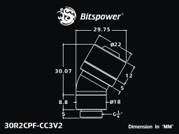 G1/4" Carbon Black Dual Rotary 30-Degree Compression Fitting CC3 V2 For ID 3/8" OD 5/8" Tube (30X1)
