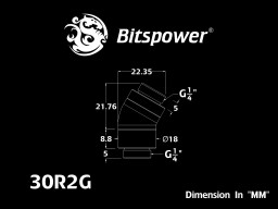G1/4" Carbon Black Dual Rotary 30-Degree G1/4" Extender (30X1)