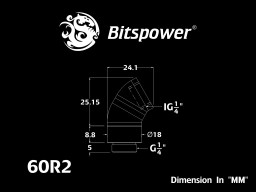 G1/4" Carbon Black Dual Rotary 60-Degree IG1/4" Extender (30X2)