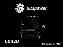 G1/4" Carbon Black Dual Rotary 60-Degree IG1/4" Extender (60X1)