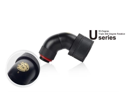 Bitspower G1/4" Carbon Black Triple Rotary 90-Degree Compression Fitting CC5 Ultimate For ID 1/2" OD 3/4" Tube
