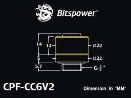 G1/4" Carbon Black Compression Fitting CC6 V2 For ID 7/16" OD 5/8" Tube