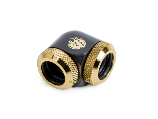 Bitspower Carbon Black/True Brass Enhance 90-Degree Dual Multi-Link Adapter For OD 12MM