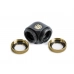 Bitspower Carbon Black/True Brass Enhance 90-Degree Dual Multi-Link Adapter For OD 14MM