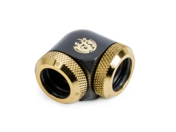 Bitspower Carbon Black/True Brass Enhance 90-Degree Dual Multi-Link Adapter For OD 14MM
