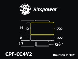 G1/4" Silver Shining Compression Fitting CC4 V2 For ID 1/2" OD 5/8" Tube