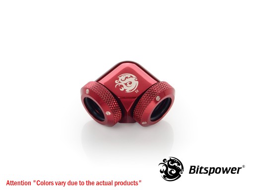 Bitspower Deep Blood Red Enhance 90-Degree Dual Multi-Link Adapter(Silver Dragon) For OD 12MM
