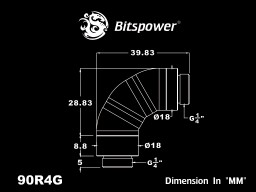 Bitspowere G1/4" Matt Black Quad Rotary 90-Degree G1/4" Extender (30X3)