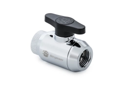 Bitspower Silver  Mini Valve Rotary Inner G1/4" & Inner G14" With Black Handle