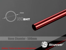 Bitspower None Chamfer Brass Hard Tubing OD12MM Deep Red - Length 500 MM