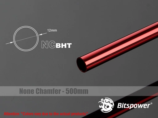 Bitspower None Chamfer Brass Hard Tubing OD12MM Deep Red - Length 500 MM