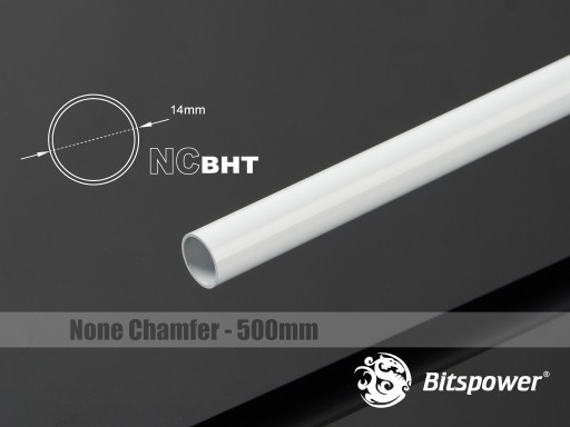 Bitspower None Chamfer Brass Hard Tubing OD14MM Deluxe White - Length 500 MM