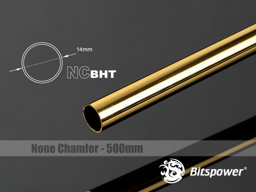 Bitspower None Chamfer Brass Hard Tubing OD14MM Golden - Length 500 MM