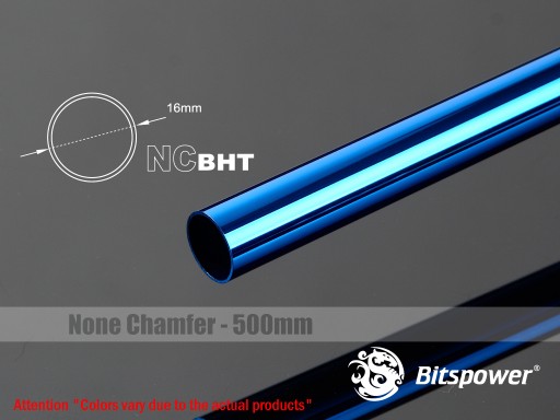 Bitspower None Chamfer Brass Hard Tubing OD16MM Royal Blue- Length 500 MM