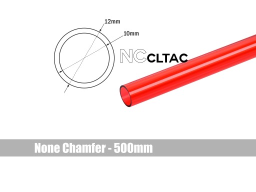 Bitspower None Chamfer Crystal Link Tube OD 12MM - Length 500mm (ICE Red)