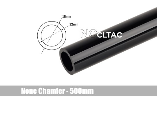 Bitspower None Chamfer Crystal Link Tube OD 16MM - Length 500MM (Black)