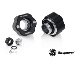 Bitspower Premium Master Hard Tube Fitting MHT14 6 Pack - Abrasive Black