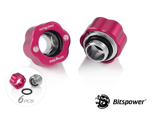 Bitspower Premium Master Hard Tube Fitting MHT14 6 Pack - Abrasive Red
