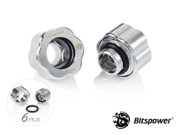 Bitspower Premium Master Hard Tube Fitting MHT14 6 Pack - Silver